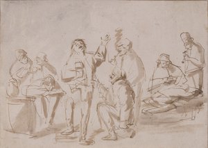 Bir Tavernada Köylüler, c.1662 (kağıt üzerinde yıkama ile kalem ve mürekkep)