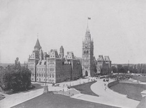 Merkez Blok, Parlamento Binaları, Ottawa (s/b fotoğraf) by Photographer Canadian