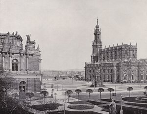 Blick vom Zwingerwall auf den Theaterplatz (b/w photo) by Photographer German