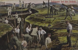 Alman piyade siperleri kazıyor, Birinci Dünya Savaşı (renkli fotoğraf) by Photographer German