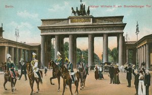 Almanya'nın Kaiser Wilhelm II'si Brandenburg Kapısı'nda, Berlin (renkli fotoğraf) by Photographer German