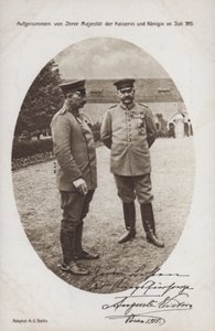 Kaiser Wilhelm II ile Mareşal Paul von Hindenburg, Alman ordusunun komutanı Posen, I. by Photographer German