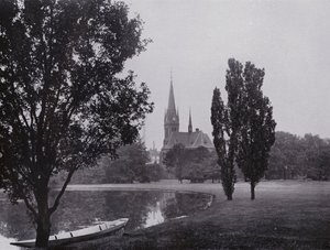Leipzig: Luther Kilisesi ile Johannapark (s/b fotoğraf) by Photographer German