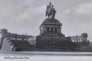 Kaiser Wilhelm I Anıtı, Deutsches Eck, Koblenz, Almanya (s/b fotoğraf) by Photographer German