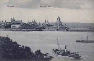 Kaiser Wilhelm I Anıtı, Deutsches Eck, Koblenz, Almanya (s/b fotoğraf) by Photographer German