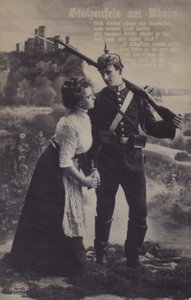Ren Nehri üzerindeki Stolzenfels Kalesi, Alman vatansever askeri temalı kartpostal (s/b fotoğraf) by Photographer German