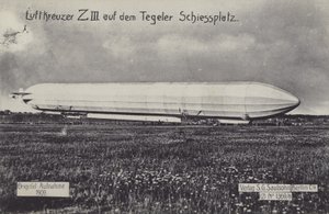 Tegel atış poligonunda Zeppelin LZ III, Berlin (s/b fotoğraf) by Photographer German