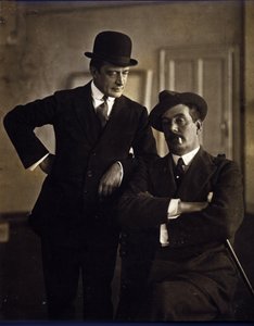Besteci Giacomo Puccini (1858-1924) ve müzik yayıncısı Tito Ricordi II (1865-1933). by Photographer Italian