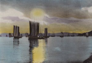 Japonya, c.1912: Gün batımı, Akashi sahili (fotoğraf) by Photographer Japanese