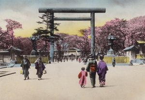 Japonya, c.1912: Shokonsha için Muazzam Bronz Torii veya ulusal sıkıntılarda ölü askerler için Mabedi çağıran ruh, Tokyo (fotoğraf) by Photographer Japanese