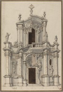Alternatifli Bir Kilise Cephesi için Yükseklik by Piedmontese 18th Century
