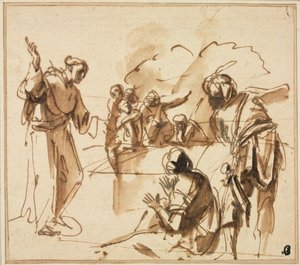 Bir Keşiş Vaazı, 17. yüzyılın ortalarında. by Pier Francesco Mola