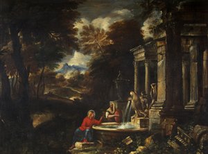 İsa ve Samiriyeli Kadın (tuval üzerine yağlı boya) by Pier Francesco Mola