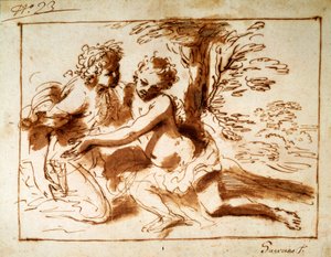 Bir Manzarada İki Figür, 17. yüzyıl by Pier Francesco Mola