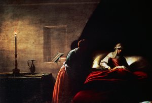 Meryem Ana#39;nın Doğuşu, il Morazzone (1573-1626) olarak bilinen Pier Francesco Mazzucchelli tarafından yapılmış, tablo, Santa Maria di Loreto Kilisesi, Arona, Novara, İtalya.