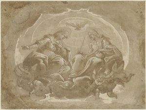 Mediatrix olarak Meryem ve Dünyanın Efendisi olarak Mesih by Pier Francesco Morazzone