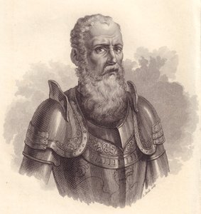 İtalyan askeri lideri Ezzelino III da Romano veya Ecelino da Romano (1194-1259), bakır oyma portresi by Blaise Nicolas Le Sueur