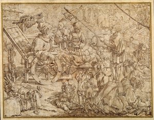 Polcinello gut ile geçersiz kılındı (kağıt üzerinde kalem ve mürekkep) by Pier Leone Ghezzi