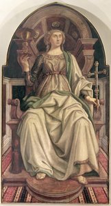 İnanç, Tüccarlar Loncası Salonunun Konsey Odası için tasarlanan Erdemleri tasvir eden bir dizi panelden, 1469 (panelde mizaç)