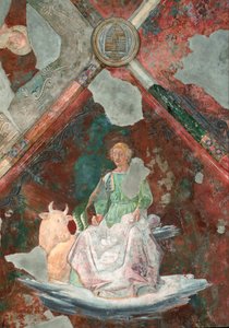 Aziz Luke. Piero della Francesca'ya (1410 / 1420-1492) atfedilen bir fresk detayı. San Michele Şapeli. Santa Maria Maggiore Bazilikası (Kutsal Meryem Ana), Roma. by Piero della Francesca