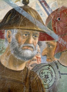 Gerçek Haç Efsanesi, Herakleios ve Kisra Savaşı, sakallı bir askerin detayı, 1464 fresk tamamlandı by Piero della Francesca
