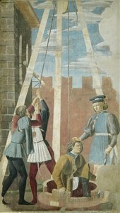 Yahudi İşkencesi: Yahuda'nın Kuyudan, Gerçek Haç Döngüsü'nden Çıkarılması, 1464 (fresk) by Piero della Francesca