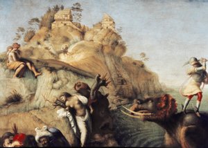 Perseus Freeing Andromeda, detay (1510, tuval üzerine yağlı boya) by Piero di Cosimo