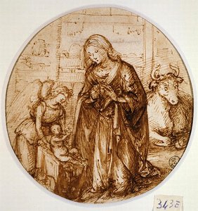Çocuğun Hayranlığı (kağıt üzerine kalem ve mürekkep) by Piero di Cosimo