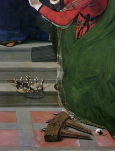 Azizlerle çevrili tahtta Bakire ve Çocuk, detay (panelde yağ ve tempera, yaklaşık 1493) by Piero di Cosimo