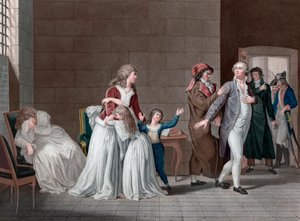 Fransa Kralı Louis XVI'nın (1754-1793, ailesinden) ayrılması. Paris, Temple hapishanesi, 20 Ocak'ta by Pierre (after) Bouillon
