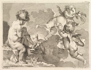Üç Aşk, biri oturmuş, elinde sadakla, 1727-60.