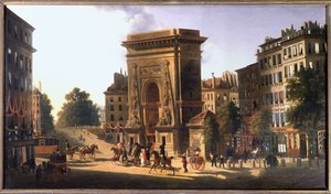 Boulevard du Temple ve Porte Saint Denis, Paris, 1810 civarı (resim) by Pierre Alexandre Pau de Saint Martin
