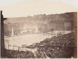 Napolyon III için Birliklerin Toplanması, Place Bellecour de Lyon,1860 (fotoğraf) by Pierre Ambroise Richebourg