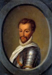 Bourbonlu I. Henry'nin Portresi (1552-1588) Conde Prensi Pierre Andre Cassel'in tablosu (1801-1848) 19. yüzyıl Güneşi. 0,26x0,17m by Pierre Andre Cassel