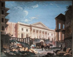 Academie de Chirurgie inşaatı, Paris, c.1780-89 (kağıt üzerine guaj boya) by Pierre Antoine Demachy