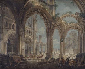 Saint-Jean-en-Greve kilisesinin yıkılması, 1800 civarı (tuval üzerine yağlıboya) by Pierre Antoine Demachy
