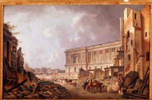 Louvre sütun dizisinin muhteşem manzarası (tuval üzerine yağlı boya by Pierre Antoine Demachy