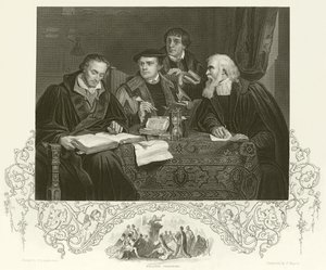 Luther, Melancthon, Pomeranus ve Cruciger by Pierre Antoine Labouchere