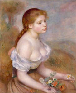 Papatyalarla Genç Kız by Pierre Auguste Renoir
