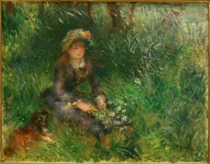Köpek ile Aline Charigot by Pierre Auguste Renoir