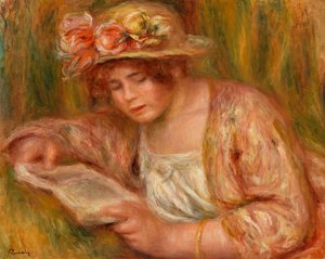 Şapkalı Andrée, Okuma by Pierre Auguste Renoir