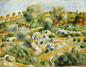 Ağaçlar ve Kayalar ile Brittany Manzarası by Pierre Auguste Renoir