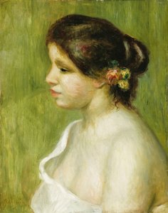 Kulağını Süsleyen Çiçeklerle Genç Kız Büstü, 1898 by Pierre Auguste Renoir