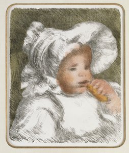 Bisküvili çocuk, c.1888-89 by Pierre Auguste Renoir