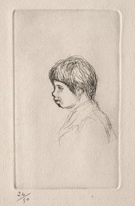 Claude Renoir, profilde. by Pierre Auguste Renoir