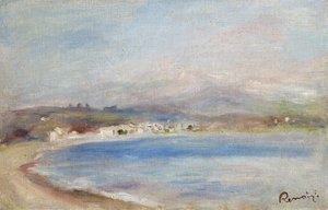 Cros de Cagnes, Deniz, Dağlar, 1910 dolayları (tuval üzerine yağlı boya) by Pierre Auguste Renoir
