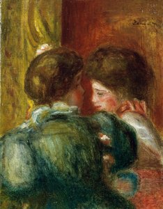İki kadın başı veya Loca. Pierre Auguste Renoir (Pierre-Auguste) (1841-1919) tarafından yapılmıştır. Tuval üzerine yağlıboya. Özel koleksiyon