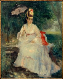 Bahçede şemsiyesi olan kadın by Pierre Auguste Renoir