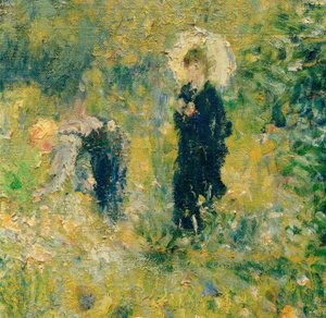 Bahçede şemsiyesi olan kadın by Pierre Auguste Renoir