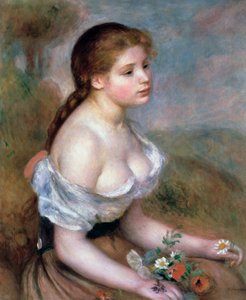 Çiçekli Kız, c1900 by Pierre Auguste Renoir